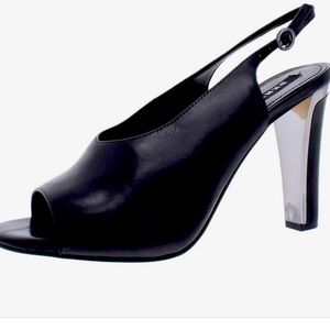 DKNY Black leather col peep toe pump